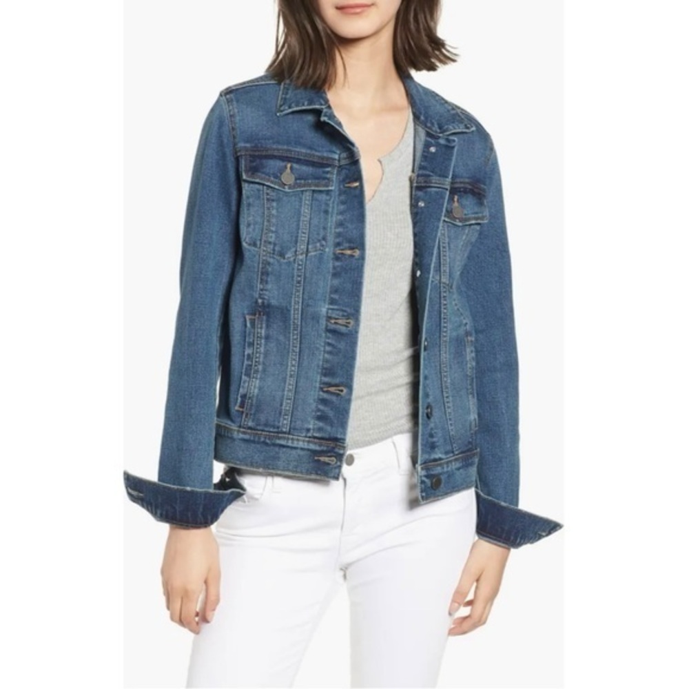 Articles of Society Taylor Denim Jacket in Clark Blue Distressed Details Size M